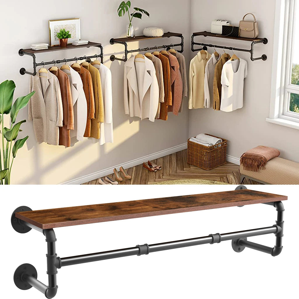 Industrial Pipe Wall Mounted Clothing Rack