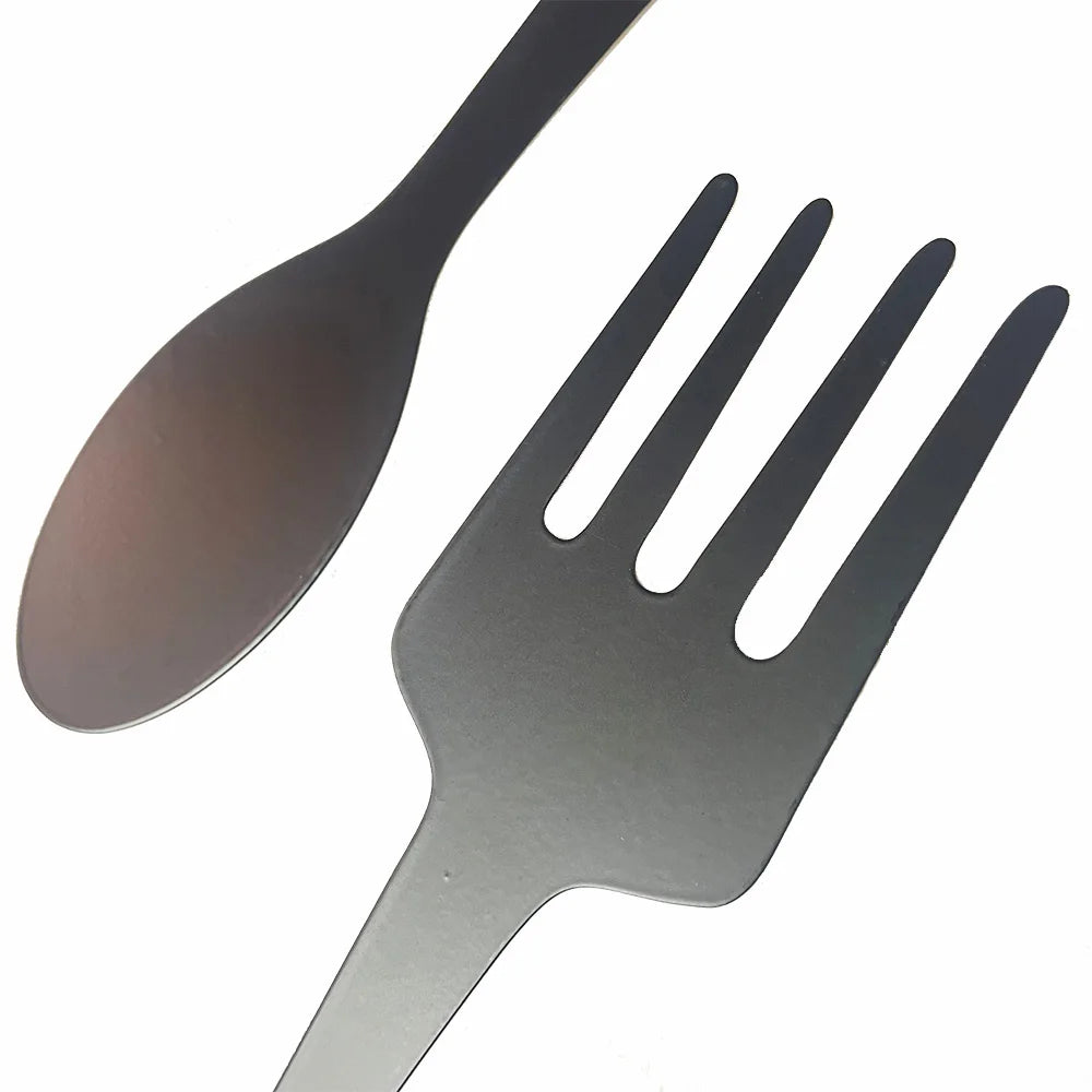 2 Pc Fork & Spoon Black Metal Cut Out Sign