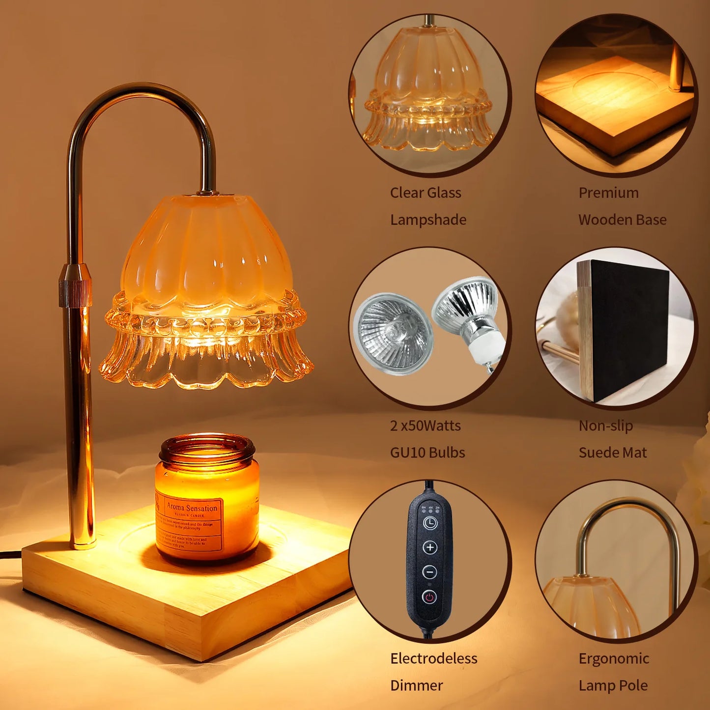Nordic Candle Warmer Lamp with Timer