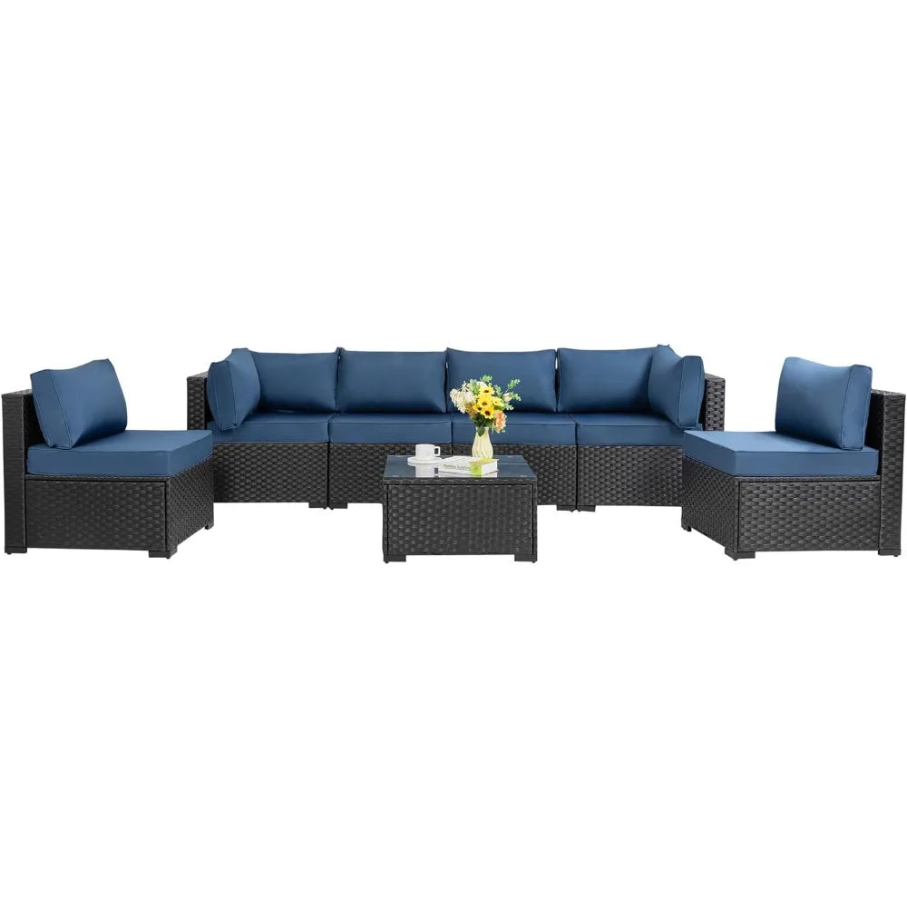 7 Pc Outdoor Patio Sectional Sofa Set