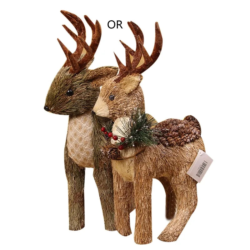 Straw Reindeer, Elk Christmas Ornament