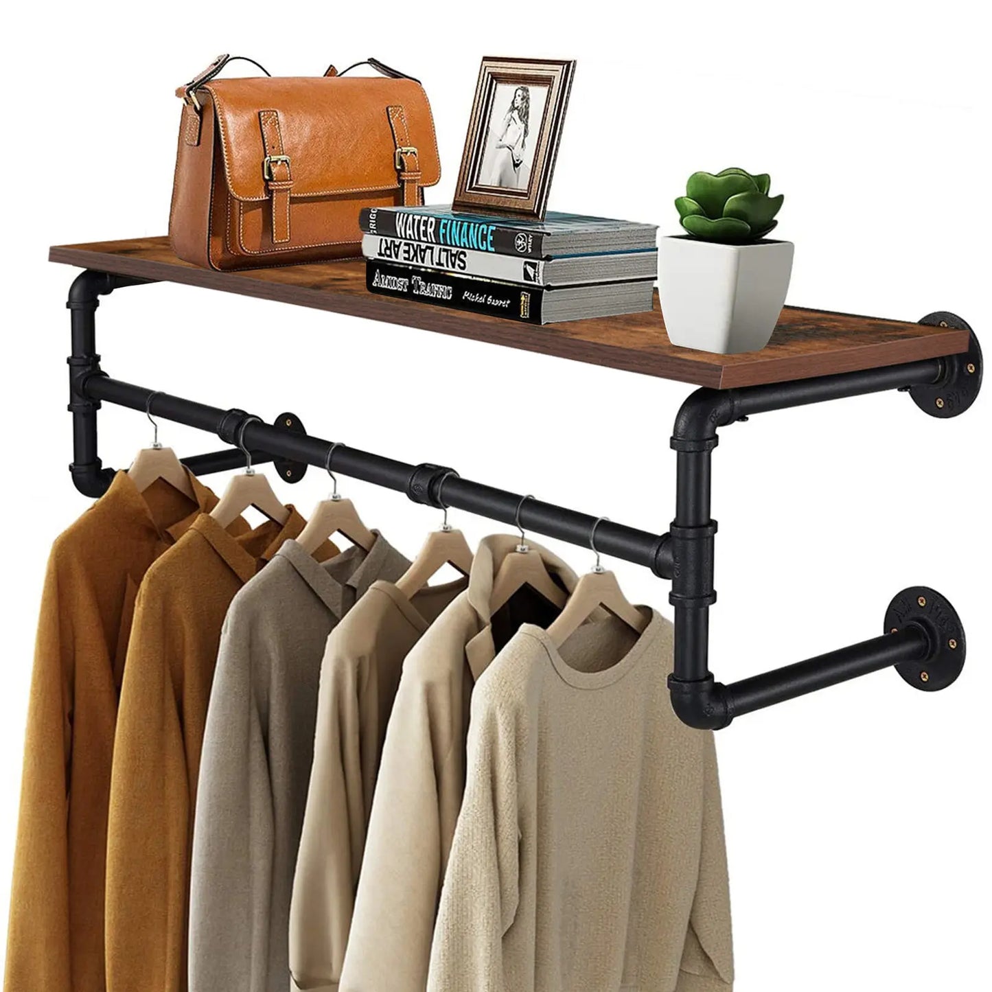 Industrial Pipe Wall Mounted Clothing Rack