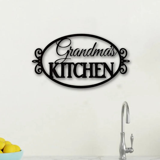 Grandma's Kitchen Black Metal Cut Out Sign