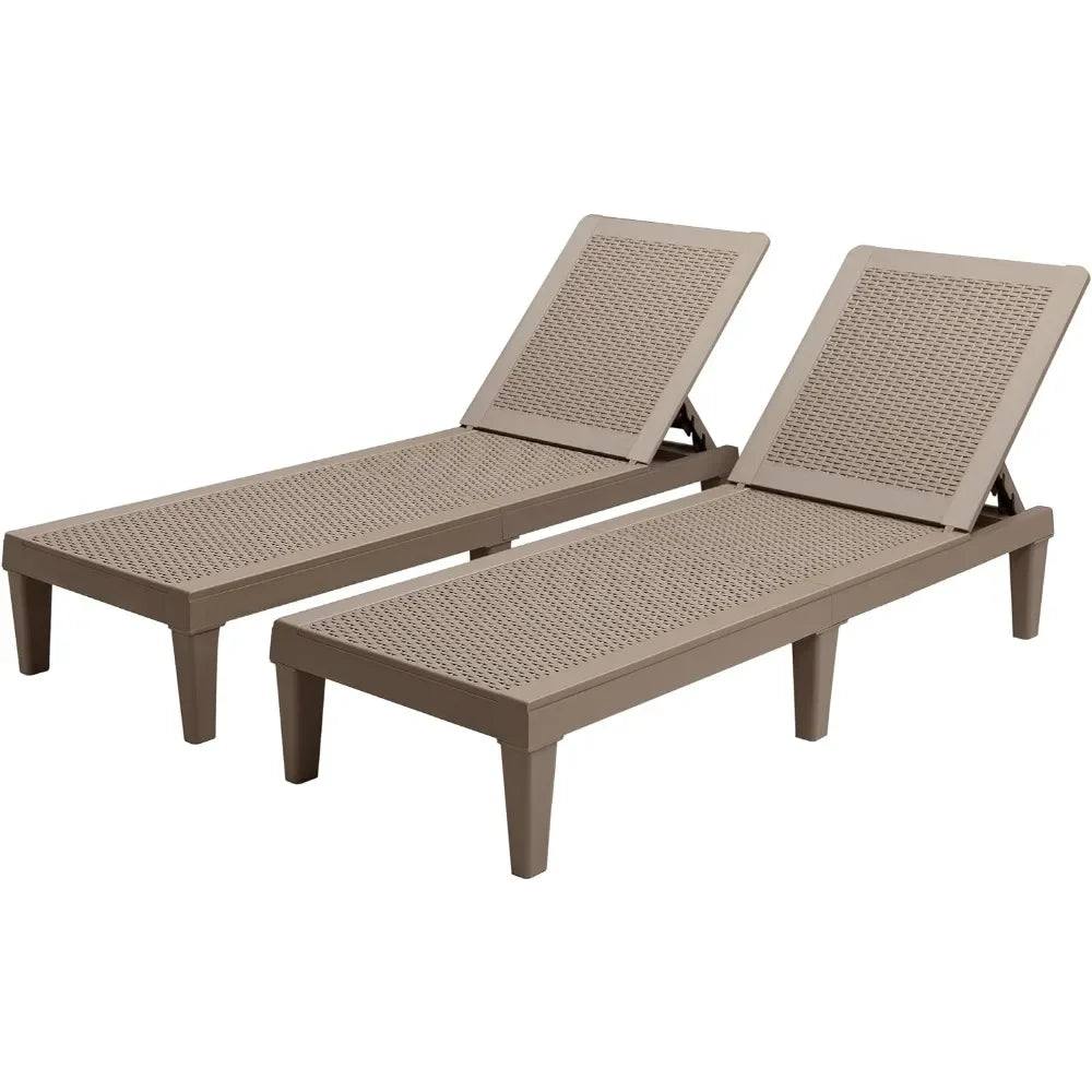 Outdoor Chaise Lounge Chairs with Adjustable Backrest, Set of 2