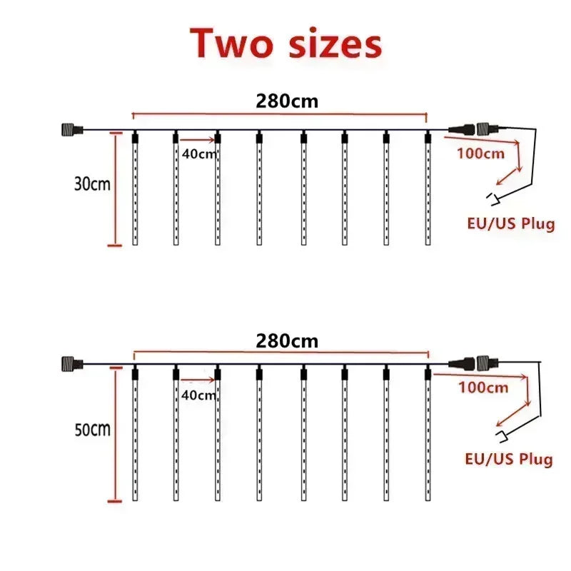 32/24/16/8 Falling Raindrop Fairy String Lights for Christmas Decoration