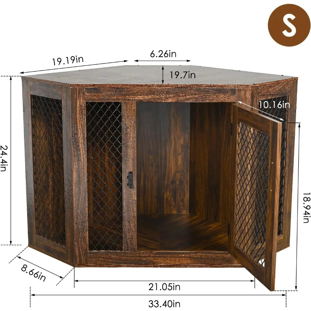Corner Dog Crate Wooden Furniture
