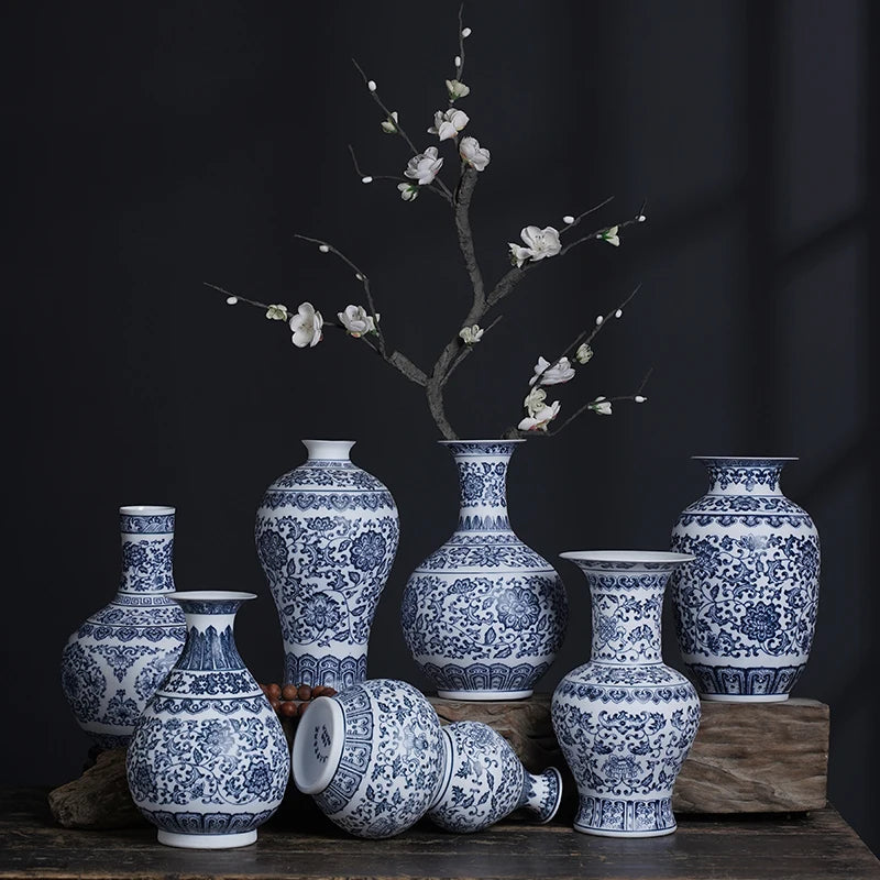 Jingdezhen-Blue and White Porcelain Flower Vases