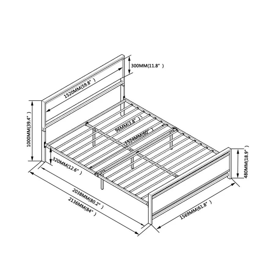 Platform Bed Frame with Headboard and Footboard