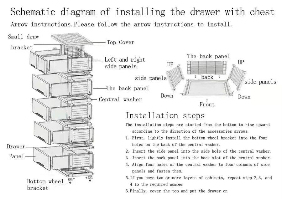 6 Drawer Plastic Dresser with wheels