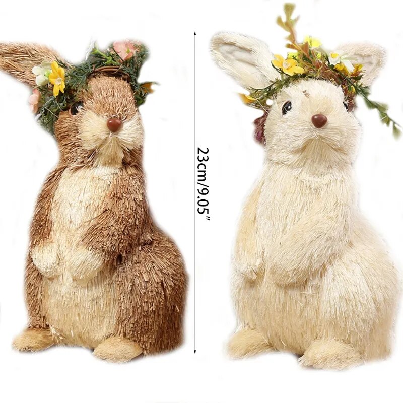 Easter Bunny, Straw Rabbit Figurine