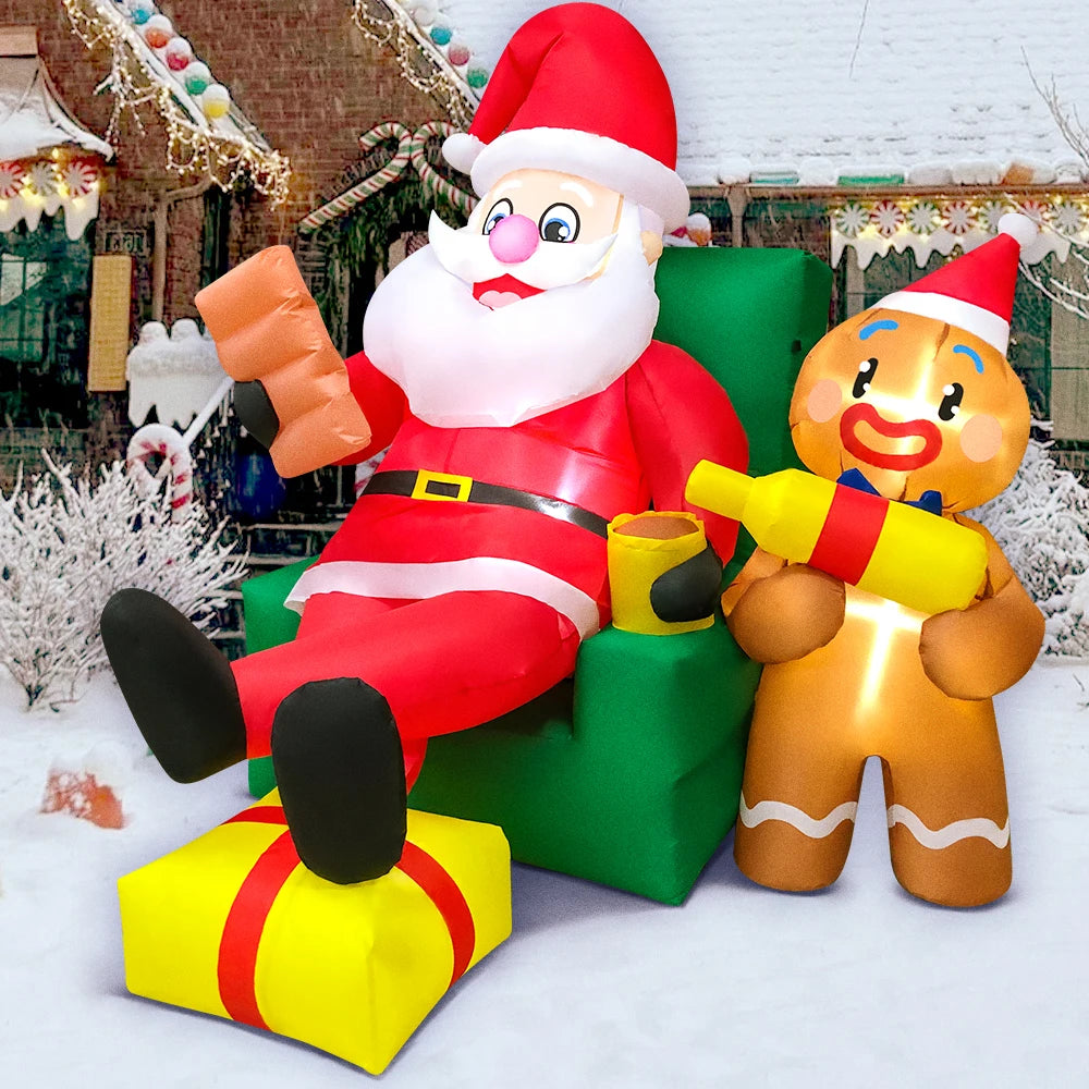 Santa Claus with Sleigh Inflatable Decoration with LED Lights