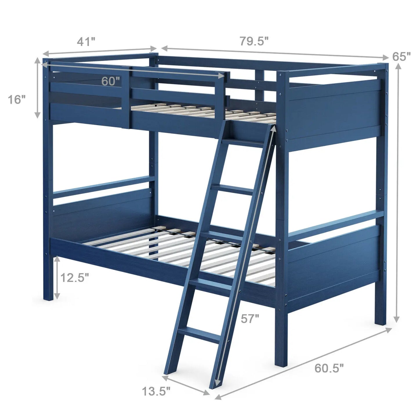 Costway Twin Over Twin Bunk Bed Convertible or 2 Individual Beds, Wooden