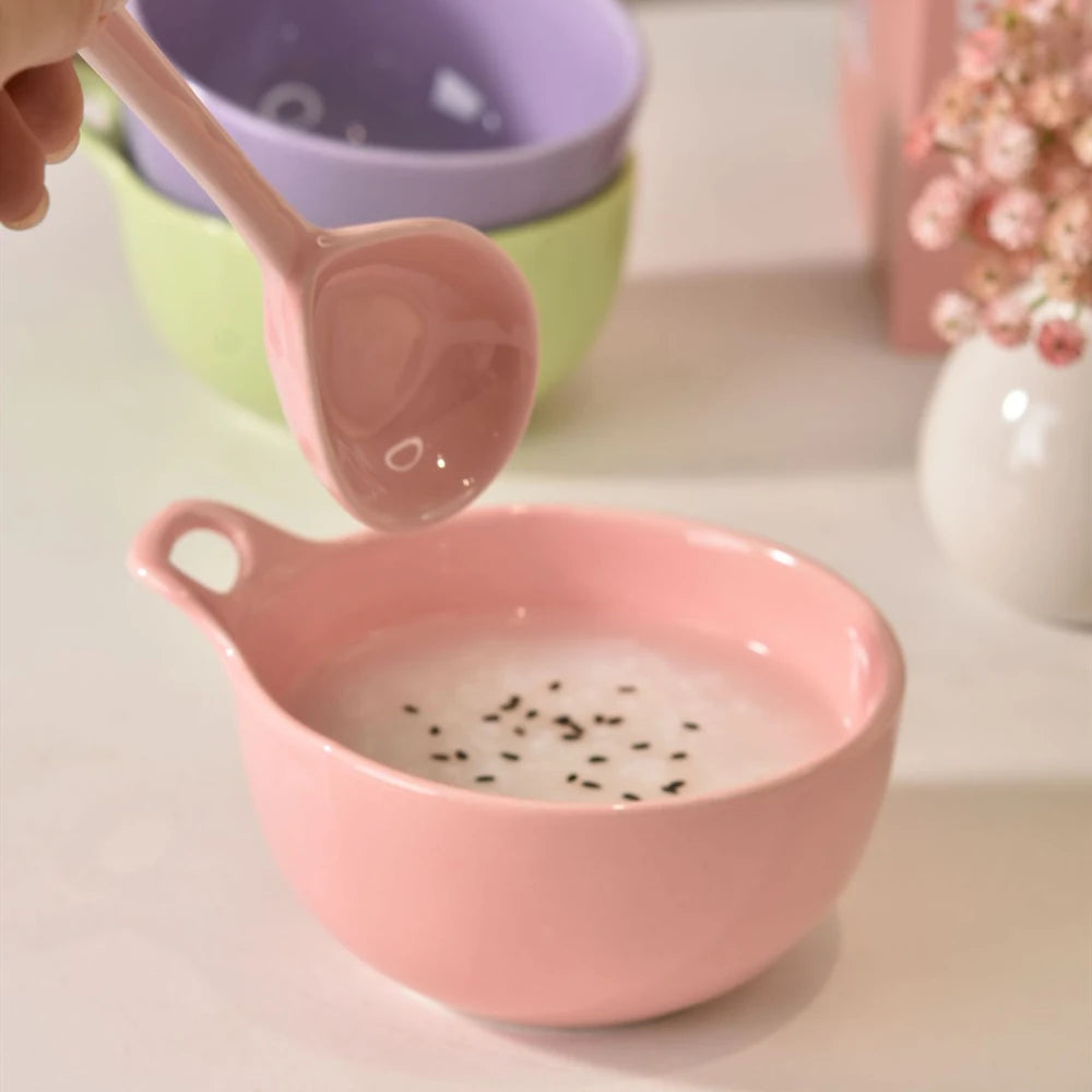 PGY Solid Color Single Handle Ceramic Bowl