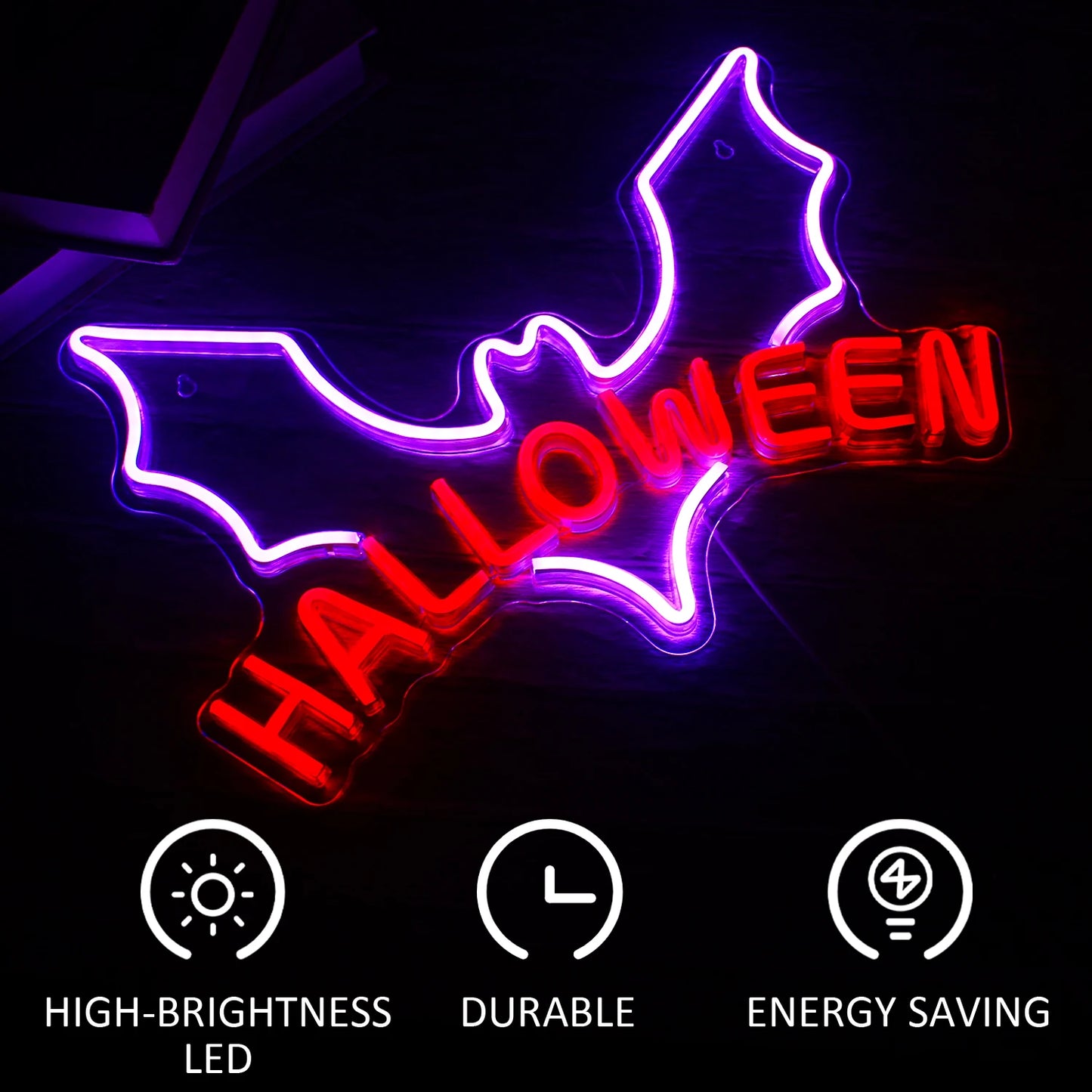 Neon Pumpkin, Ghost or Bat Neon Led Halloween Decoration Sign