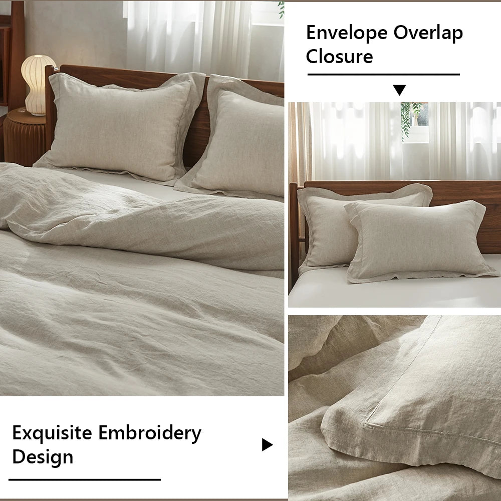 Simple&Opulence 100% Linen 3pc Duvet Bedding Set