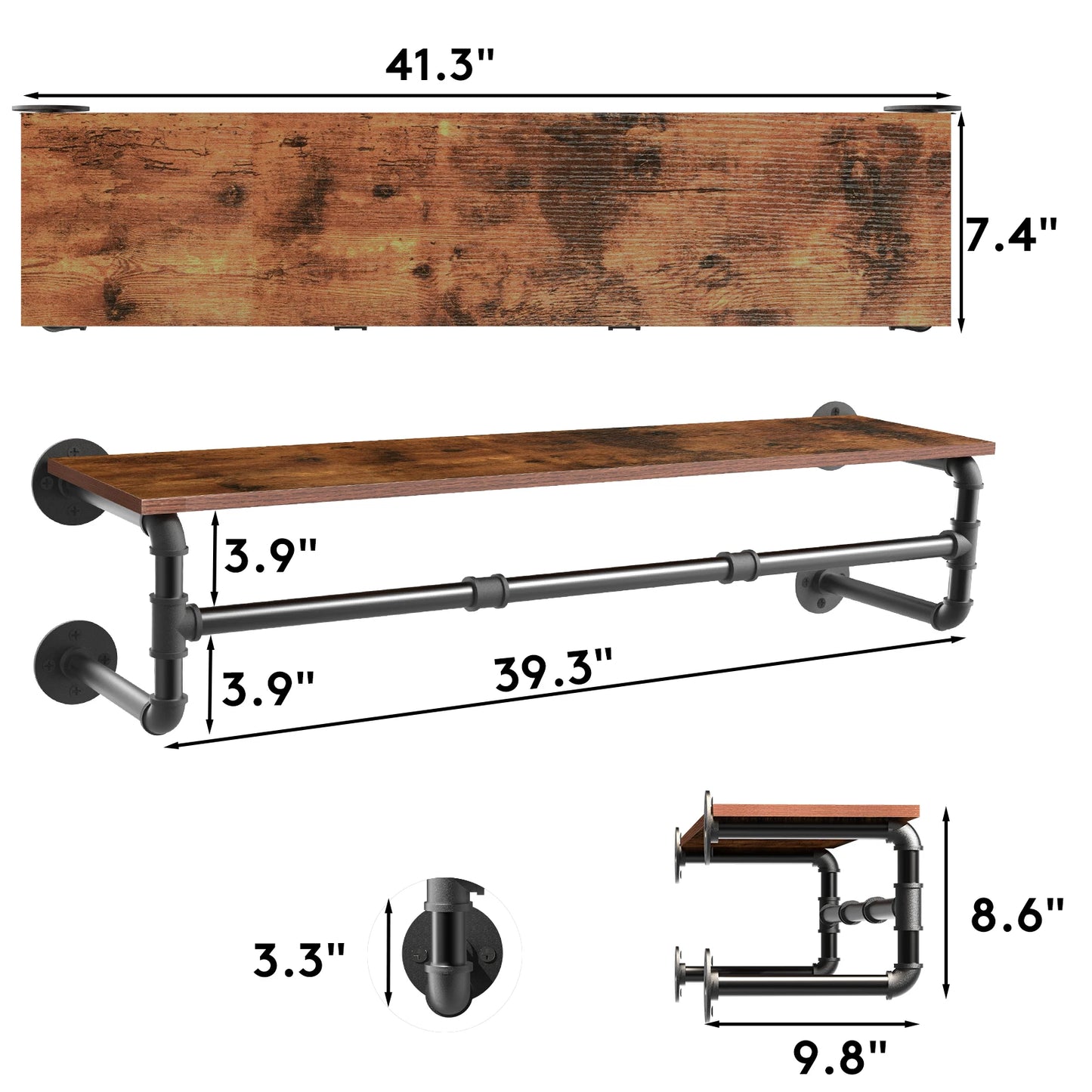 Industrial Pipe Wall Mounted Clothing Rack