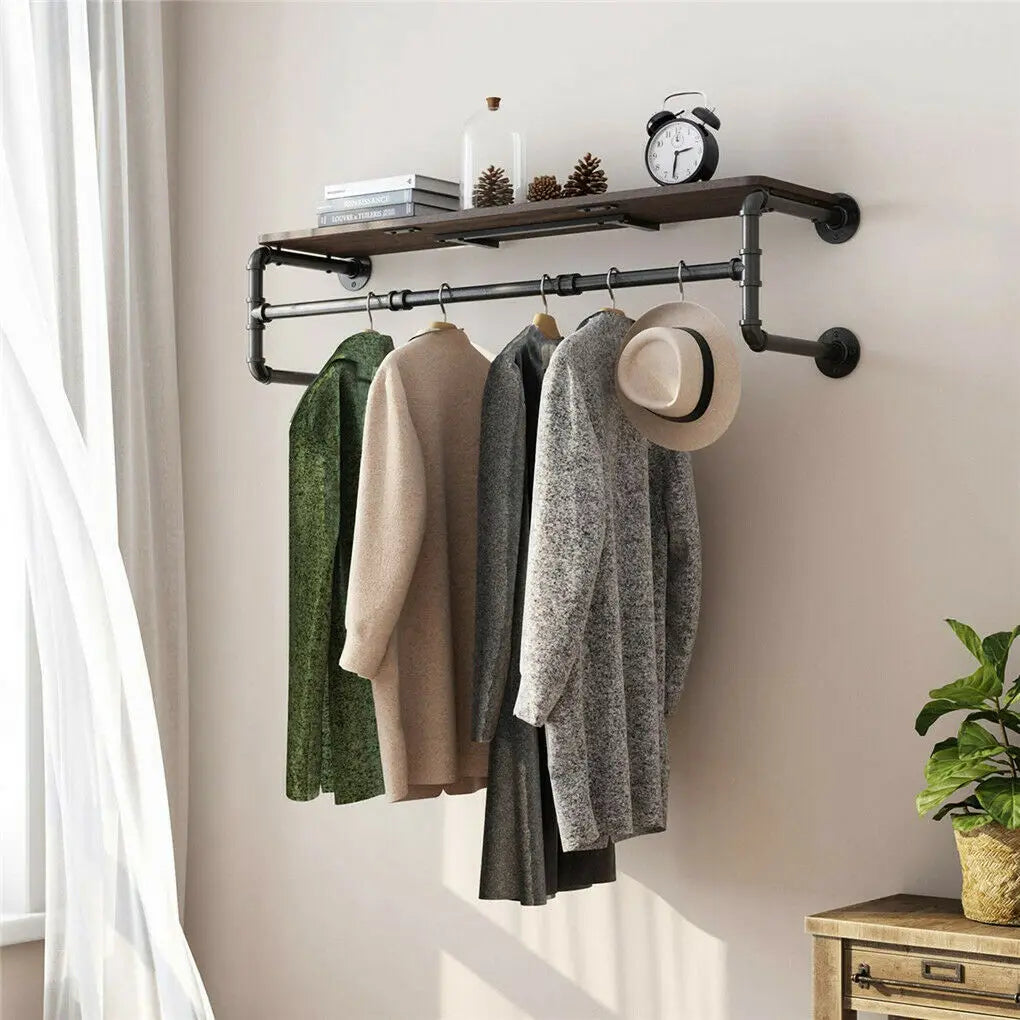 Industrial Pipe Wall Mounted Clothing Rack