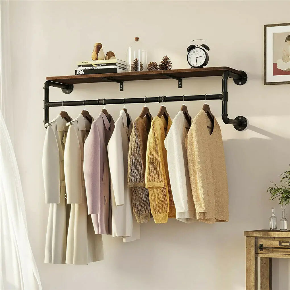 Industrial Pipe Wall Mounted Clothing Rack