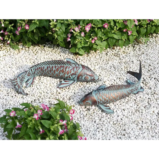 Set of 2 Koi Fish Sculptures for Outdoors