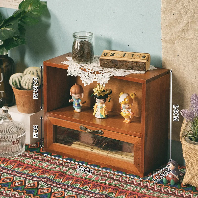 Nordic Solid Wood Vintage Double Door Display Cabinet