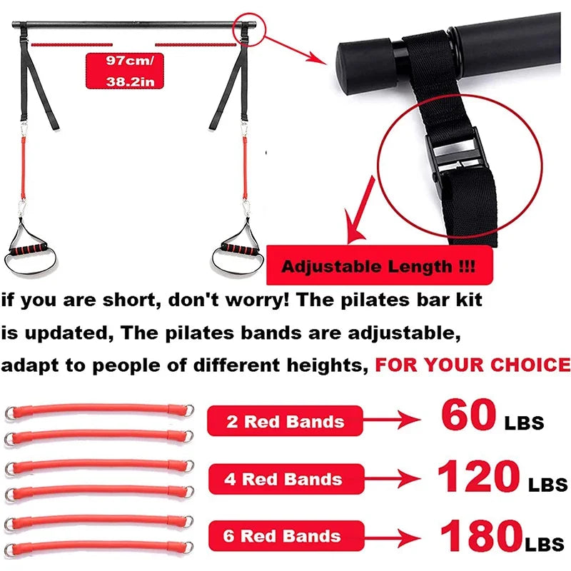 Resistance Bands and Bar for Yoga, CrossFit, Pilates