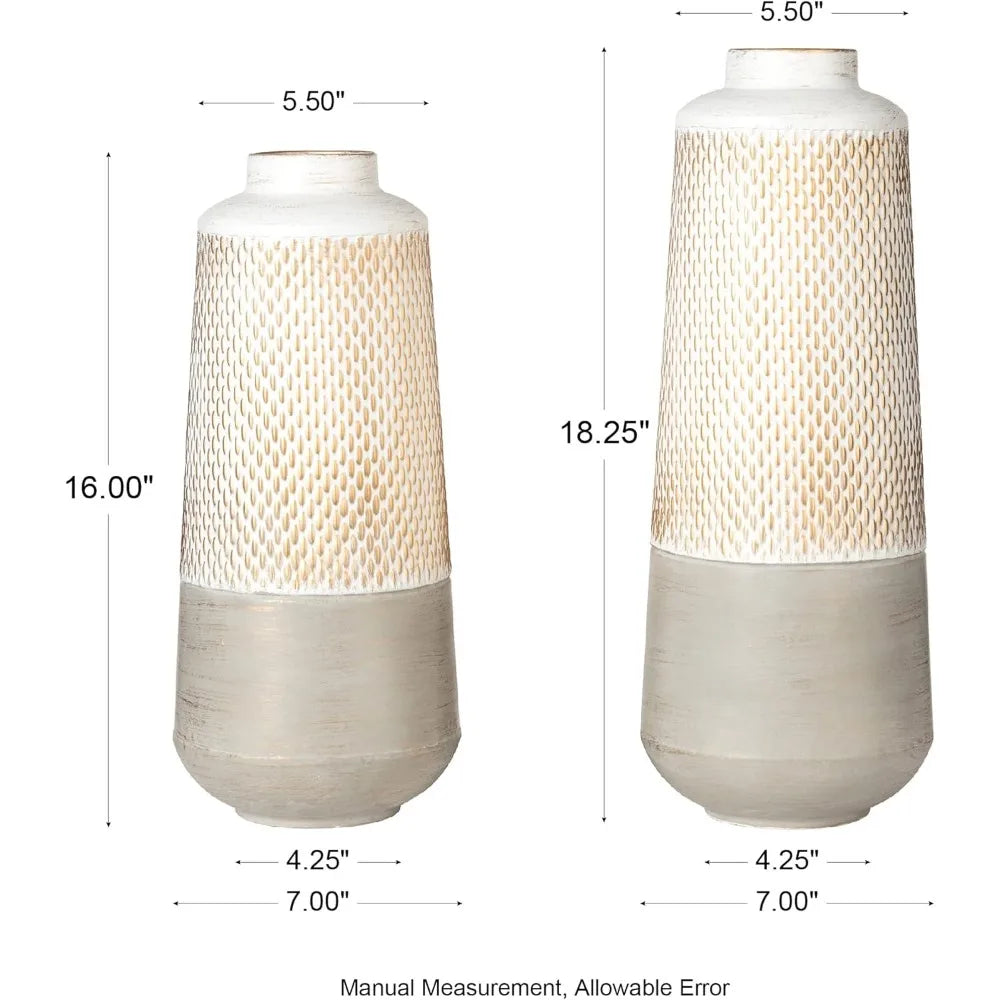 Set of 2 Modern Farmhouse Texture Vases