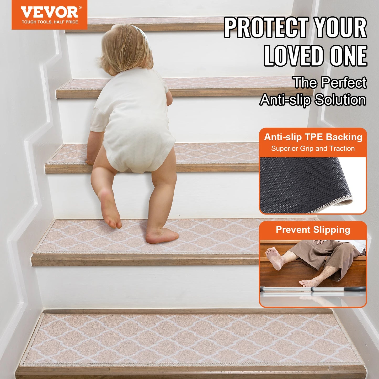 VEVOR Anti-Slip Carpet Stair Treads, Set