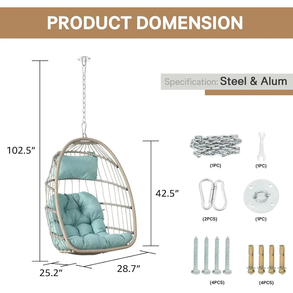 Indoor/outdoor Foldable Rattan Hanging Egg Swing Chair