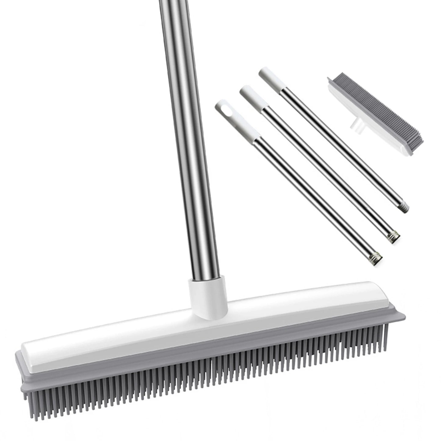 12" Wide Rubber Broom Carpet Rake with Squeegee
