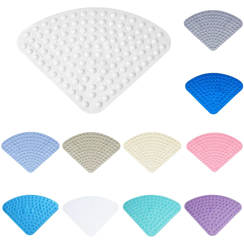 Non-Slip PVC Scalloped Safety Shower Mat with Drain Hole