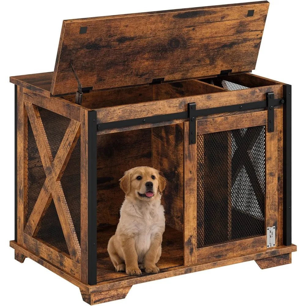 Sliding Barn Door Wooden Dog Crate