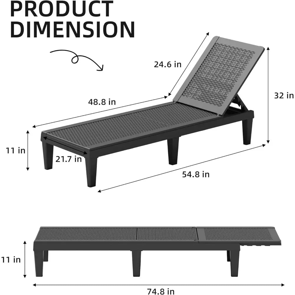 Outdoor Chaise Lounge Chairs with Adjustable Backrest, Set of 2