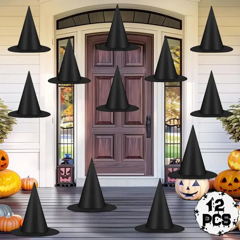 12 PCS Hanging Halloween Witch Hats