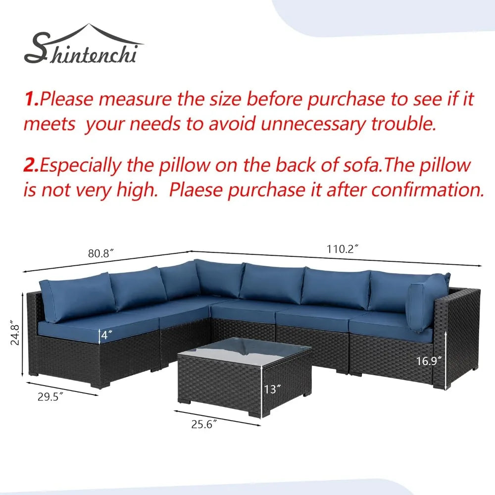 7 Pc Outdoor Patio Sectional Sofa Set