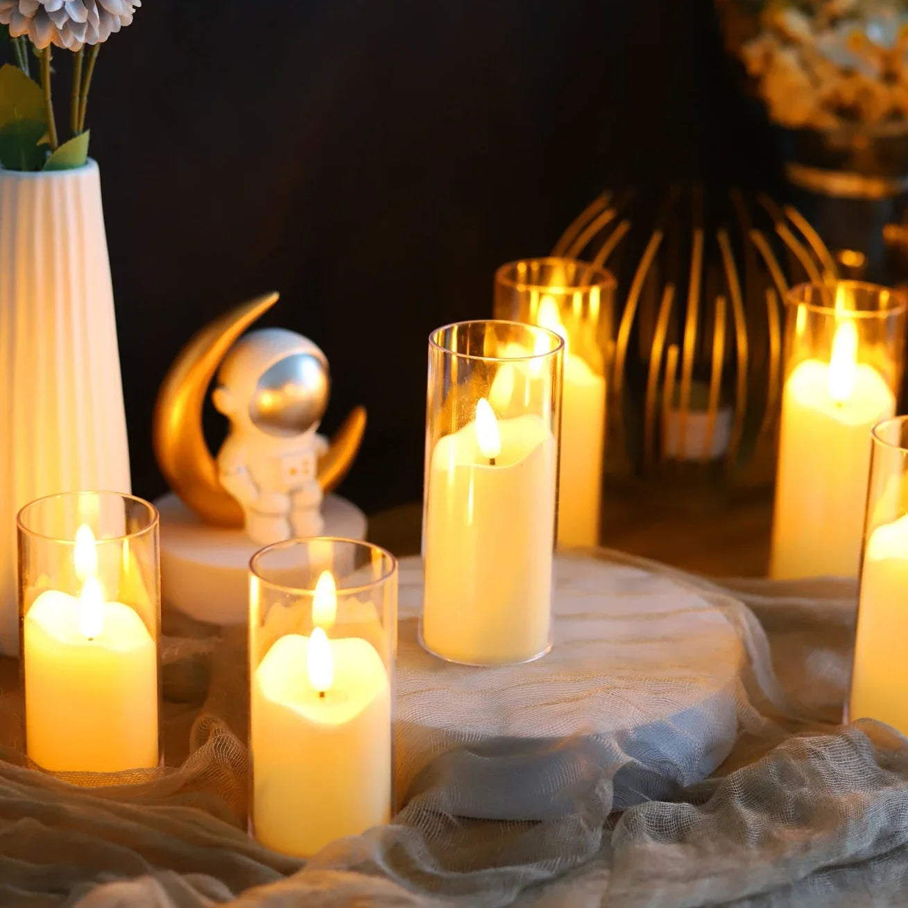 6 Piece Led Flameless Flickering Candles, Battery Operated