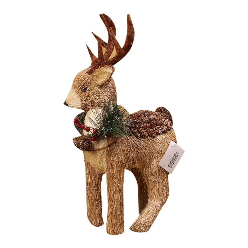 Straw Reindeer, Elk Christmas Ornament