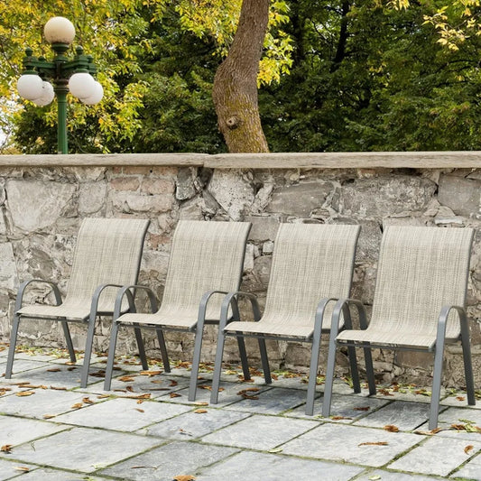 Set of 4, Outdoor High Stacking Chairs