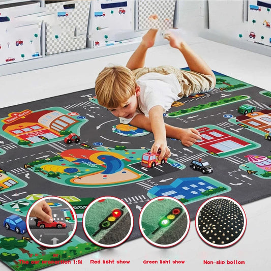 LED light up, Nonslip Road Play Area Rug