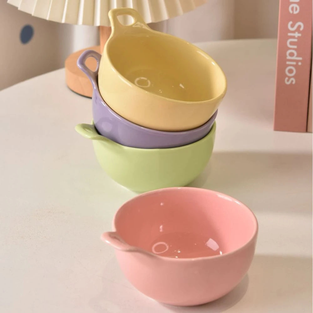 PGY Solid Color Single Handle Ceramic Bowl