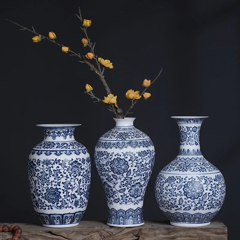 Jingdezhen-Blue and White Porcelain Flower Vases