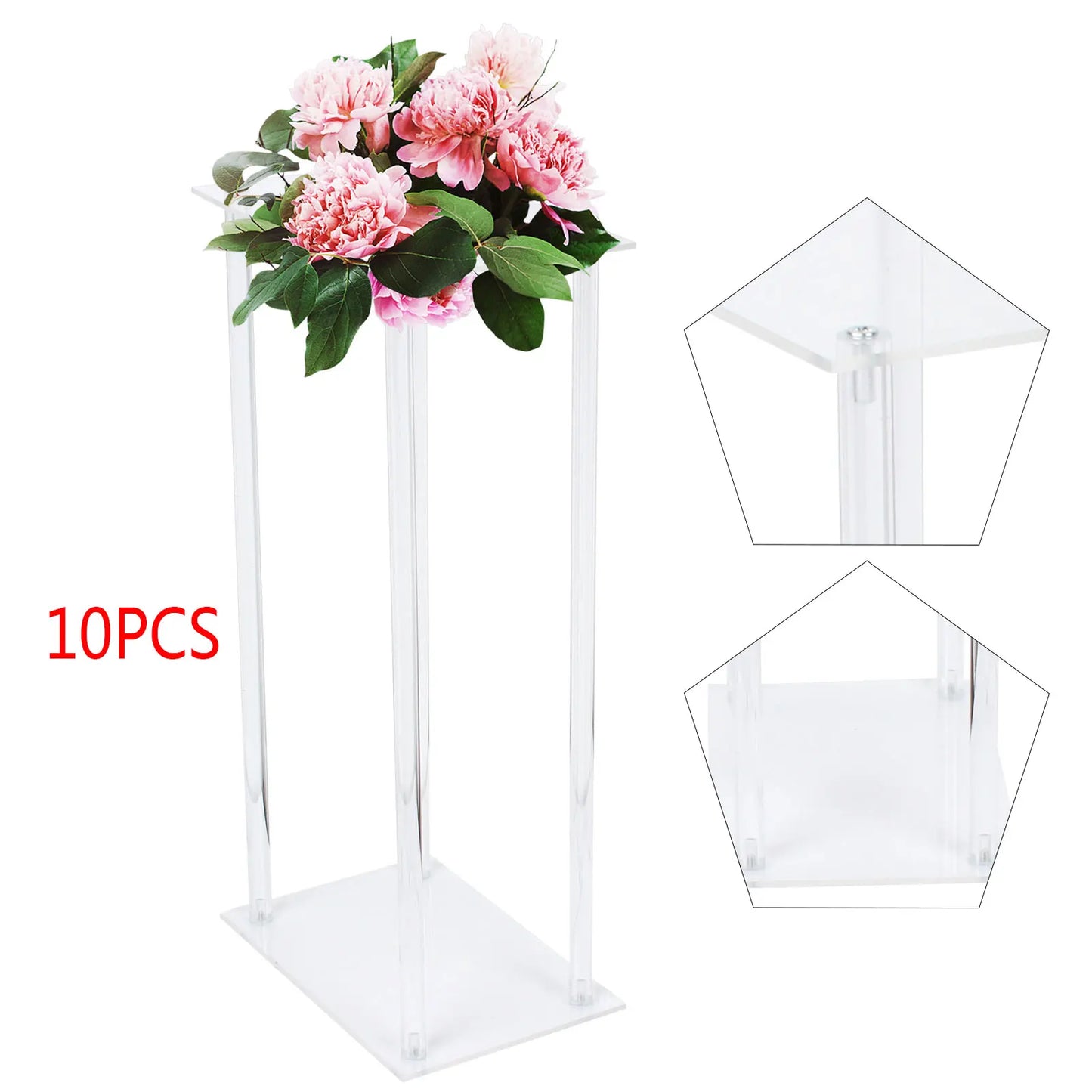 10 Pack, Clear Acrylic Stand for Centerpieces, Tabletop