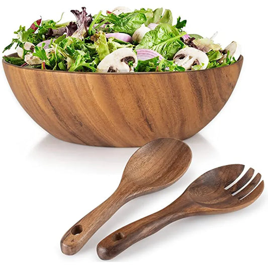100% Natural Acacia Wooden Salad Bowl