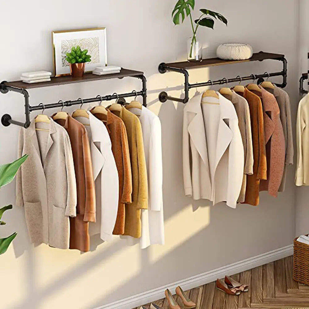 Industrial Pipe Wall Mounted Clothing Rack