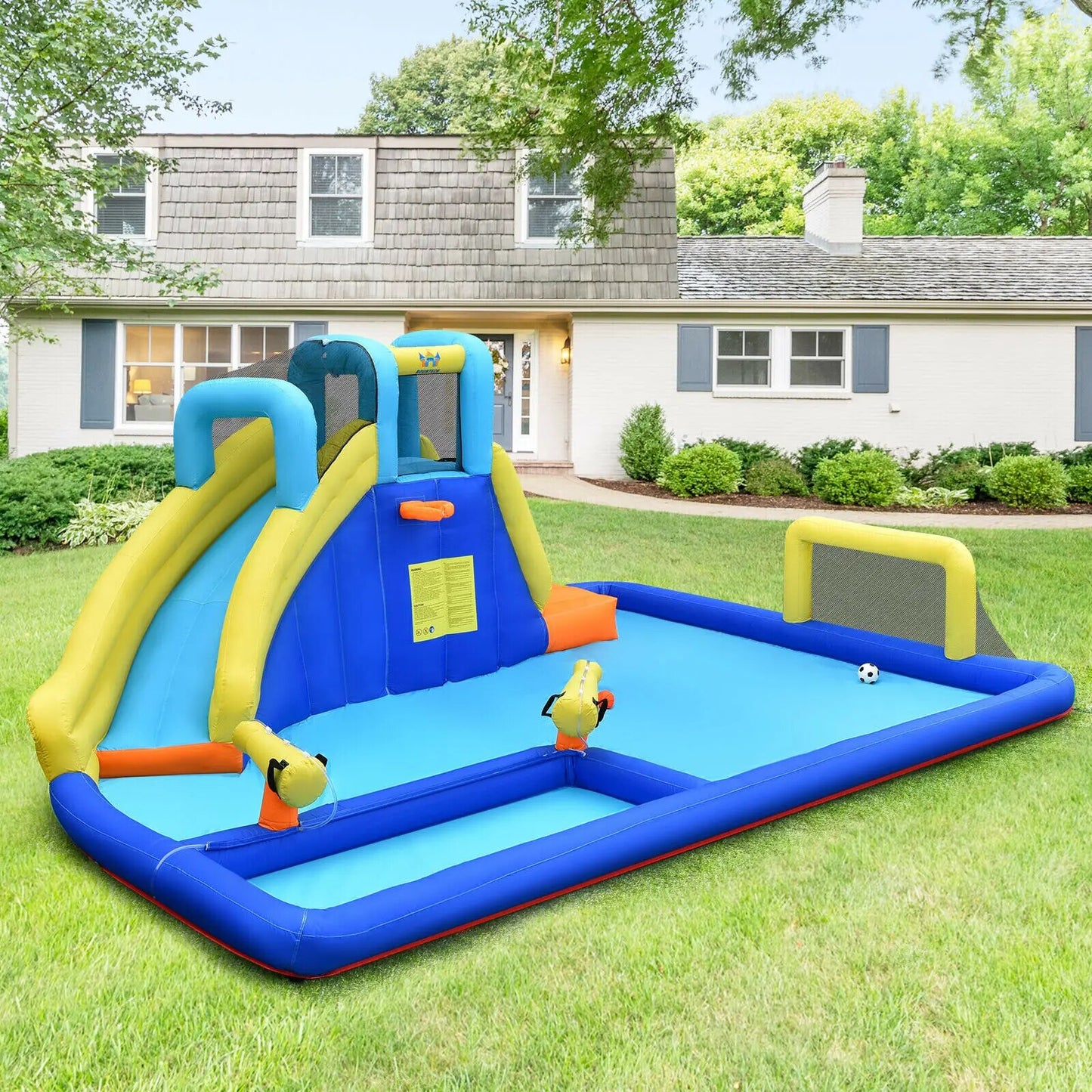 Inflatable Water Slide Bounce House, Water Guns (With or Without Blower)
