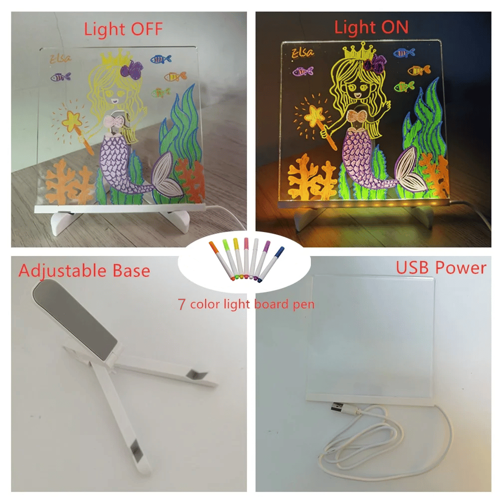 Colorful LED Drawing Board for Kids and Adults